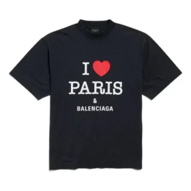 T-shirt « I Love Paris & Balenciaga » coupe moyenne « Black Faded » 764235TRVU91041