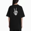 T-shirt imprimé Drip Peace coupe large, collection SS21, noir 641655TKVA11012