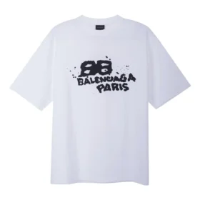 T-shirt à l&rsquo;icône BB Icon dessinée à la main, coupe moyenne « Blanc Noir » 612966TNVN49040