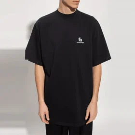 T-shirt à logo B sportif, coupe carrée « Black » 681045TLVN11070