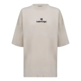 T-shirt à manches courtes « Alphabet » avec logo brodé, gris et blanc 641532TJVA99054