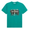 T-shirt à manches courtes ample rétro avec logo imprimé sur la bande, vert 612965TIV473640