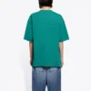 T-shirt à manches courtes ample rétro avec logo imprimé sur la bande, vert 612965TIV473640