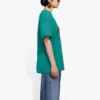 T-shirt à manches courtes ample rétro avec logo imprimé sur la bande, vert 612965TIV473640