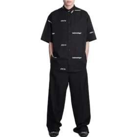 T-shirt à manches courtes avec logo sur toute la surface « Black White » 681702TOL651070