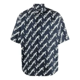 T-shirt à manches courtes avec motif griffonné sur toute la surface « Bleu foncé Blanc » 681702TLLJ48502