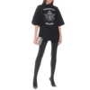 T-shirt à manches courtes avec slogan imprimé, noir 641532TJV781000