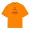 T-shirt à manches courtes Balenciaga FW21 pour homme « HI MY NAME IS » coupe large, imprimé alphabétique, tricot rétro, orange 661715TKVH57513