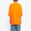 T-shirt à manches courtes Balenciaga FW21 pour homme « HI MY NAME IS » coupe large, imprimé alphabétique, tricot rétro, orange 661715TKVH57513