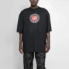 T-shirt à manches courtes Balenciaga pour homme avec logo BB circulaire, noir 641614TJV761000