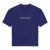 T-shirt à manches courtes Balenciaga pour homme, collection printemps-été 2021, imprimé logo alphabétique, bleu, 612966TIV545400