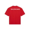 T-shirt à manches courtes Balenciaga pour homme, grand logo rétro, rouge 612966TIVG56540