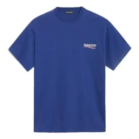T-shirt à manches courtes Balenciaga pour homme, imprimé « Political Campaign », bleu roi 508203TAV444540