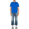 T-shirt à manches courtes Balenciaga SS21 Alphabet Small Logo bleu pour homme 556151TBV438077