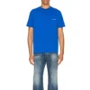 T-shirt à manches courtes Balenciaga SS21 Alphabet Small Logo bleu pour homme 556151TBV438077