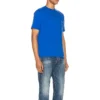 T-shirt à manches courtes Balenciaga SS21 Alphabet Small Logo bleu pour homme 556151TBV438077