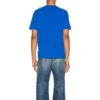 T-shirt à manches courtes Balenciaga SS21 Alphabet Small Logo bleu pour homme 556151TBV438077