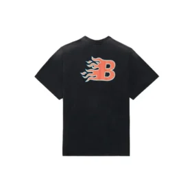 T-shirt à manches courtes Balenciaga SS21 Flame Retro pour homme, noir, 656978TKV701076