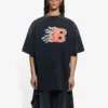 T-shirt à manches courtes Balenciaga SS21 Flame Retro pour homme, noir, 656978TKV701076
