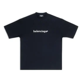 T-shirt à manches courtes Balenciaga SS21 pour homme, imprimé logo, noir 612966TIV541070