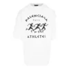 T-shirt à manches courtes Balenciaga SS21 pour homme, imprimé motif marathon et logo, blanc 641614TJVK69040