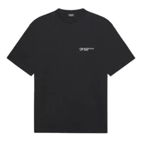 T-shirt à manches courtes Balenciaga SS21 pour homme, logo brodé, noir 641675TKV861070