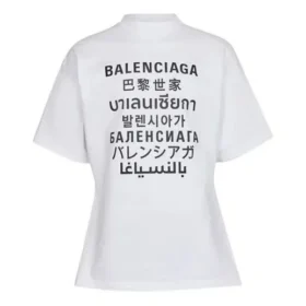 T-shirt à manches courtes Balenciaga SS21 Word pour homme, blanc, 641613TJVI59040