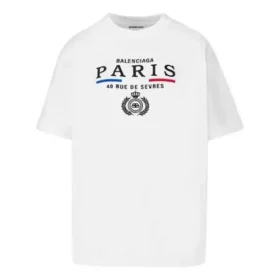 T-shirt à manches courtes blanc avec impression alphabétique du logo Crown 594599TGV489000