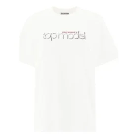 T-shirt à manches courtes blanc avec imprimé « Lens Alphabet » 612965TIV829000