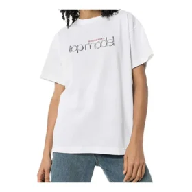 T-shirt à manches courtes blanc avec imprimé « Lens Alphabet » 612965TIV829000
