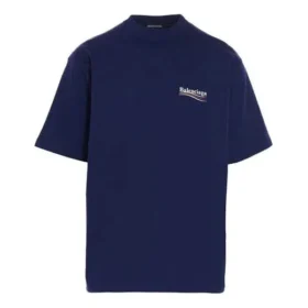 T-shirt à manches courtes bleu marine pour homme Balenciaga « Political Campaign » imprimé, version large 641675TIV521195