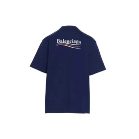 T-shirt à manches courtes bleu marine pour homme Balenciaga « Political Campaign » imprimé, version large 641675TIV521195