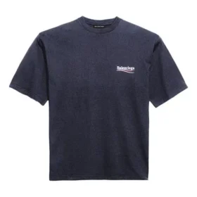 T-shirt à manches courtes bleu marine pour homme Balenciaga, version « Political Campaign » imprimée 570803TAV444128