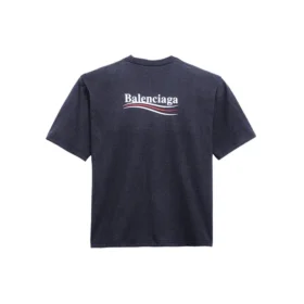T-shirt à manches courtes bleu marine pour homme Balenciaga, version « Political Campaign » imprimée 570803TAV444128