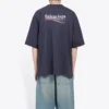 T-shirt à manches courtes bleu marine pour homme Balenciaga, version « Political Campaign » imprimée 570803TAV444128