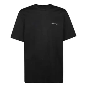 T-shirt à manches courtes en maille avec logo Balenciaga pour homme, noir 556150TYK281000 T-shirt à manches courtes en maille avec logo Balenciaga pour homme, noir 556150TYK281000