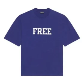 T-shirt à manches courtes en maille rétro Balenciaga FW21 pour homme, bleu marine 612966TKVD33967