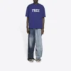 T-shirt à manches courtes en maille rétro Balenciaga FW21 pour homme, bleu marine 612966TKVD33967