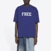 T-shirt à manches courtes en maille rétro Balenciaga FW21 pour homme, bleu marine 612966TKVD33967