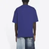 T-shirt à manches courtes en maille rétro Balenciaga FW21 pour homme, bleu marine 612966TKVD33967