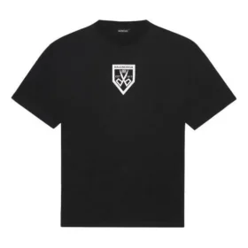 T-shirt à manches courtes et col rond imprimé Balenciaga SS21 pour homme, noir, 651795TKV771070