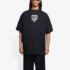 T-shirt à manches courtes et col rond imprimé Balenciaga SS21 pour homme, noir, 651795TKV771070