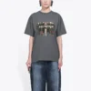 T-shirt à manches courtes gris avec logo du groupe imprimé, style rétro 612965TIV471404