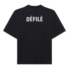 T-shirt à manches courtes noir avec imprimé alphabétique 641532TJVL41000
