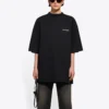 T-shirt à manches courtes noir avec imprimé alphabétique 641532TJVL41000