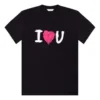 T-shirt à manches courtes noir avec imprimé « I Love U » 612965TJVL51070