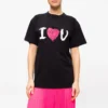 T-shirt à manches courtes noir avec imprimé « I Love U » 612965TJVL51070