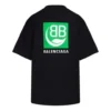 T-shirt à manches courtes noir avec logo alphabétique vert écologique 594599THV631000