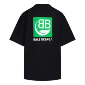 T-shirt à manches courtes noir avec logo alphabétique vert écologique 594599THV631000