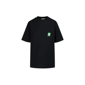 T-shirt à manches courtes noir avec logo alphabétique vert écologique 594599THV631000